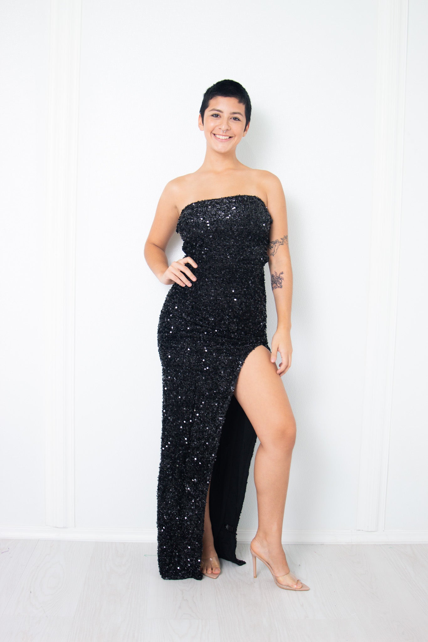 Sequin Black Gown