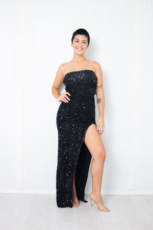 Sequin Black Gown