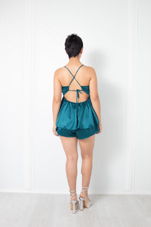 Satin open Back Romper